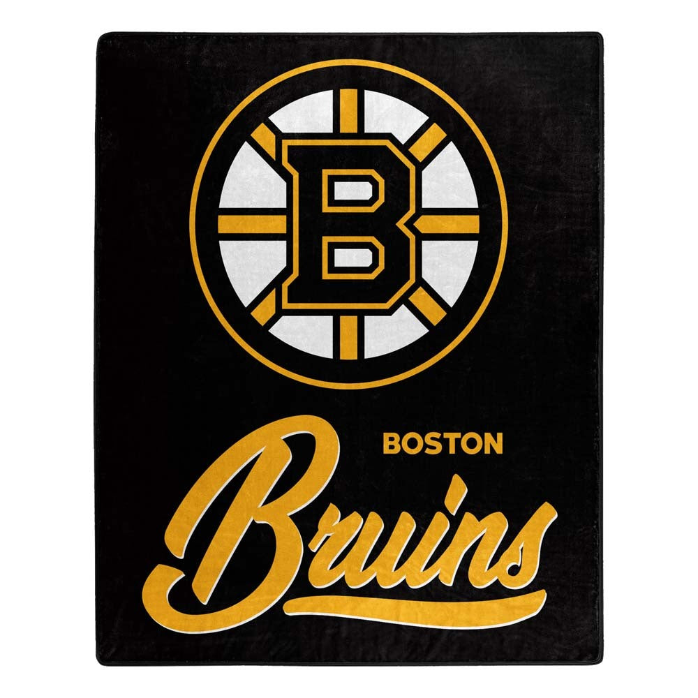 Boston Bruins team blanket, black with gold-and-white B logo and Bruins script