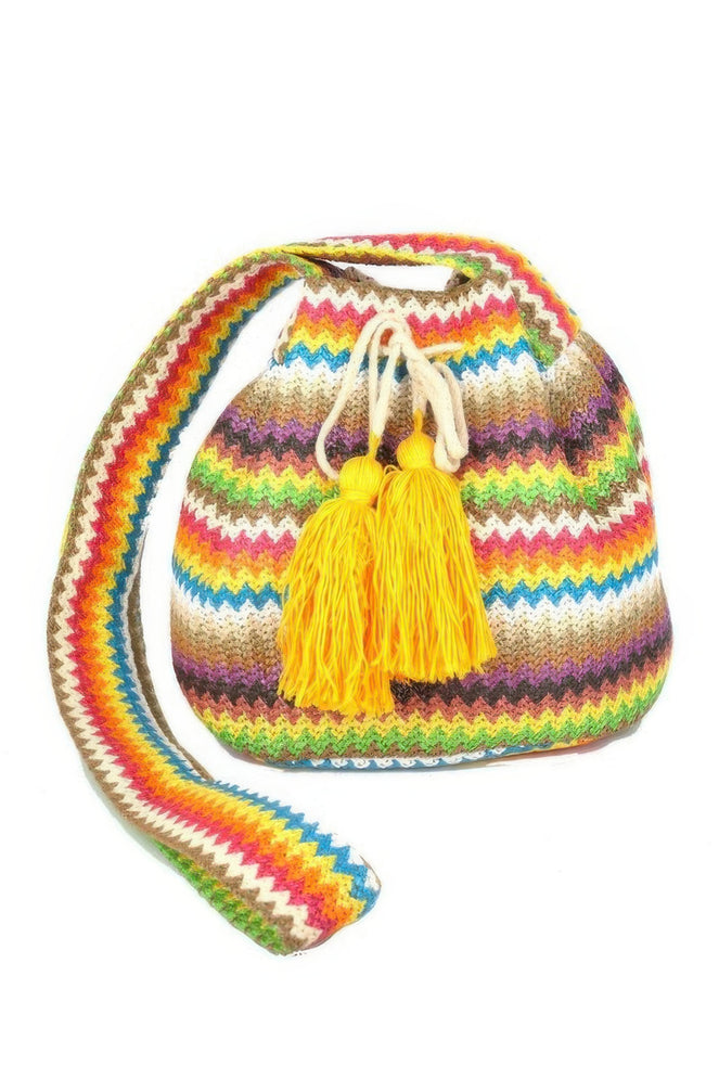 Multi Colored Chevron Bucket Bag